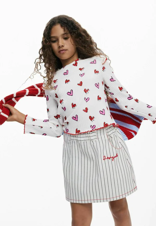 Короткая полосатая юбка а-силуэта Desigual, White — фото 2