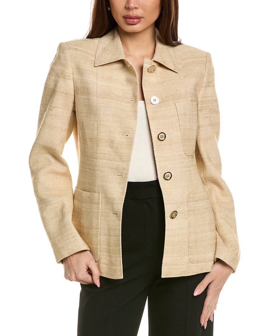 

Lafayette 148 New York Куртка рабочая из льняной смеси с накладными карманами, коричневый