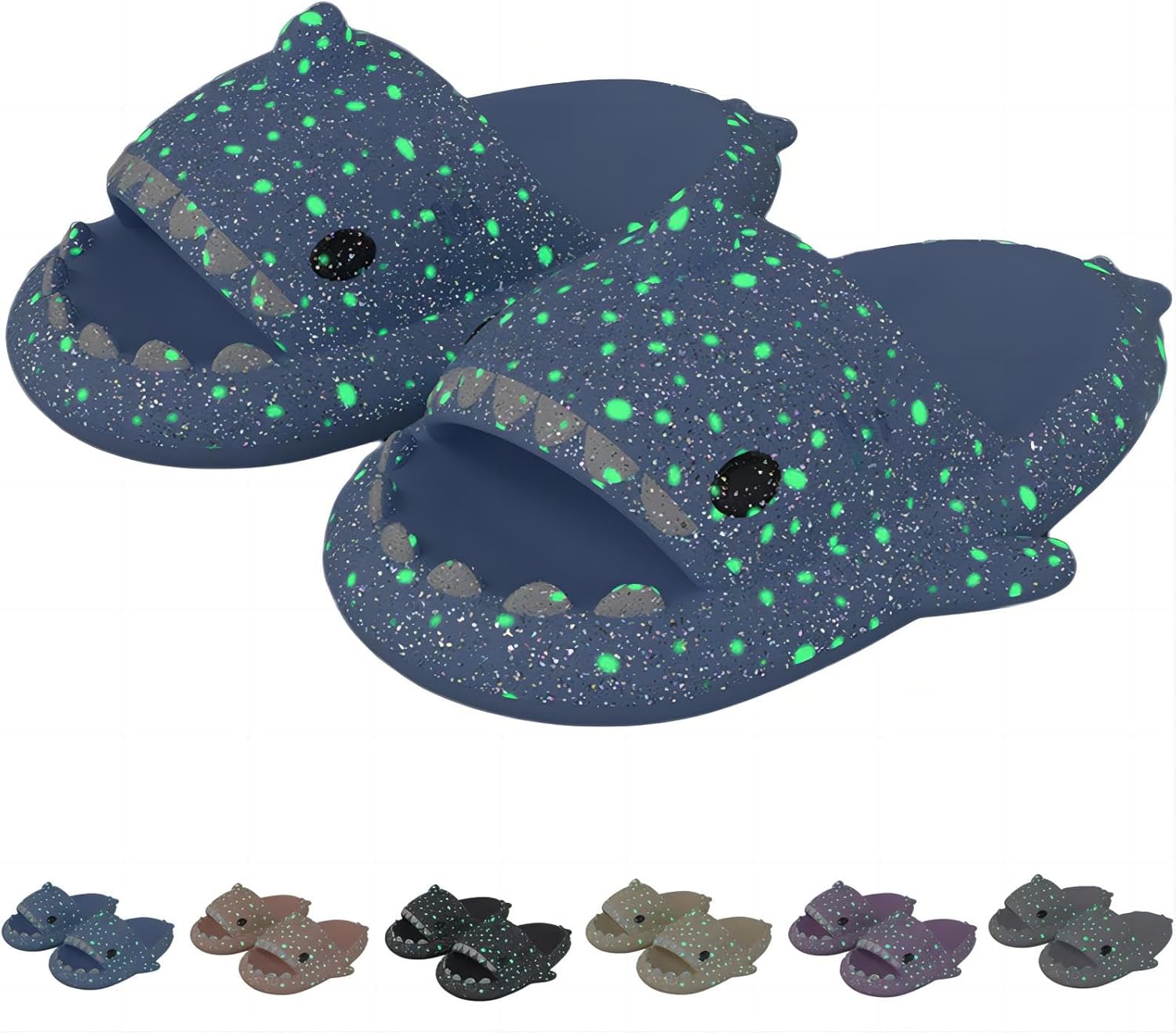 

Тапочки «Галактическая Акула», светящиеся тапочки с акулой, светящиеся в темноте с толстой подошвой, противоскользящие открытые тапочки-акула Generic