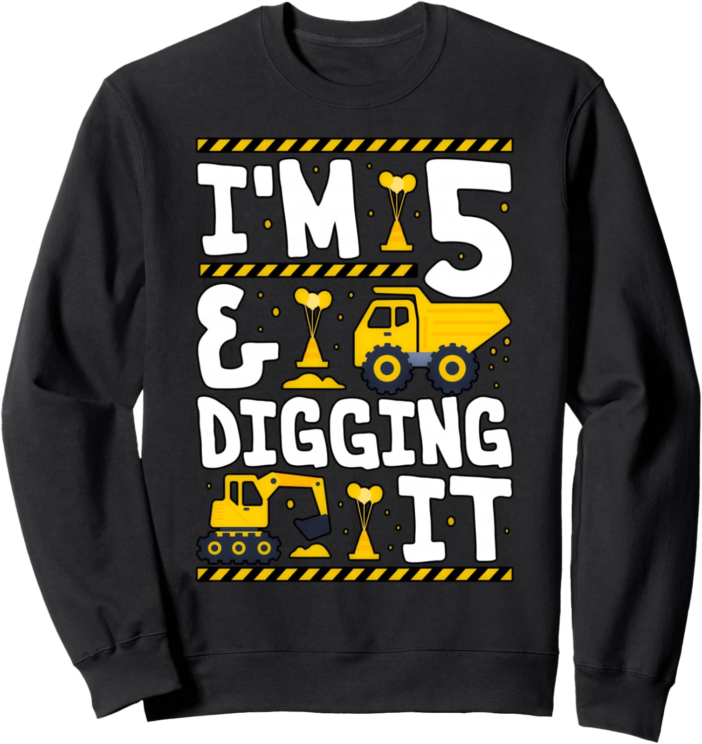 

Строительная толстовка на день рождения для 5-летнего мальчика Construction Birthday Themed Party Toddler Graphic, черный