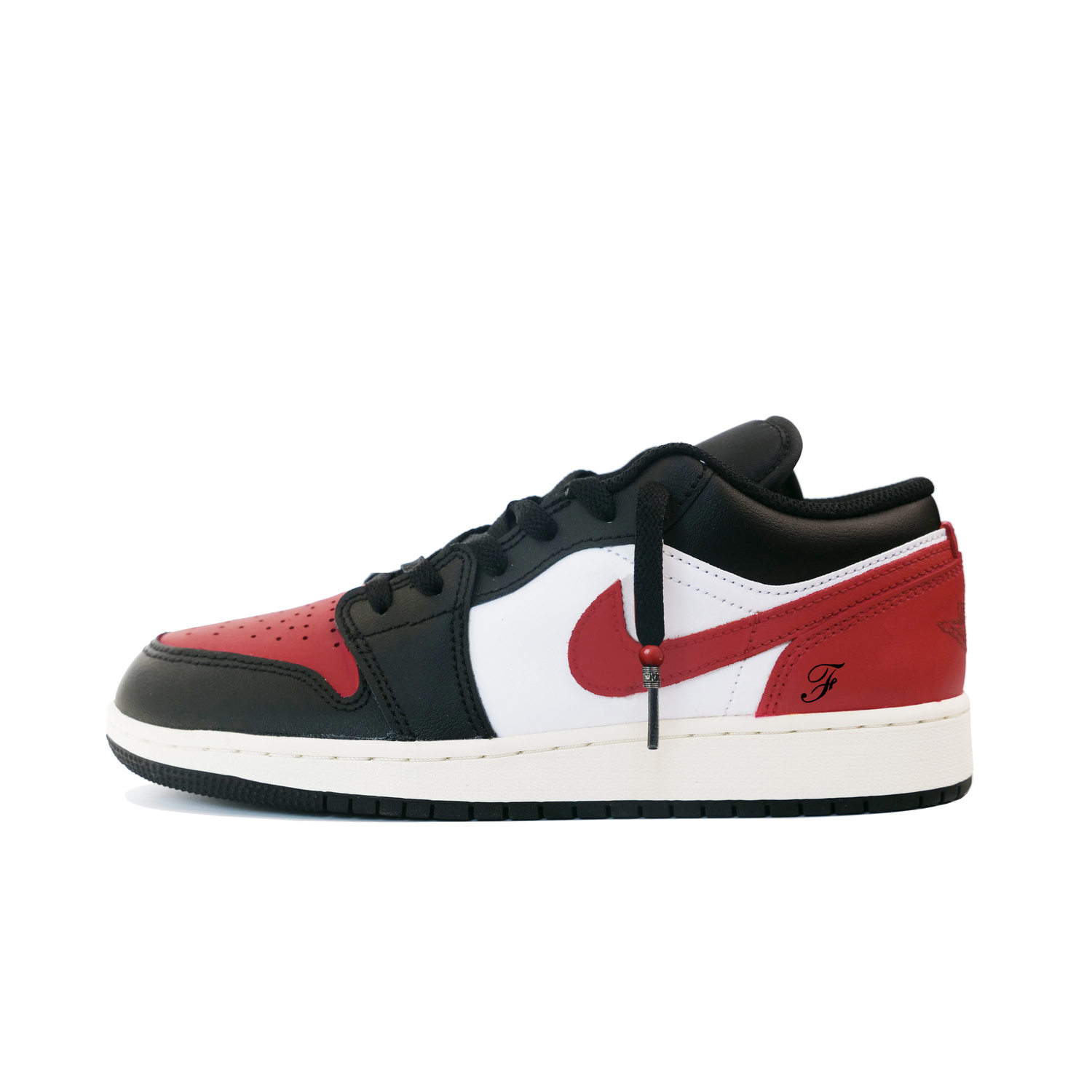 

Jordan Air 1 Low Abrasion Resistant Low top Детские баскетбольные кроссовки Black Red для подростков