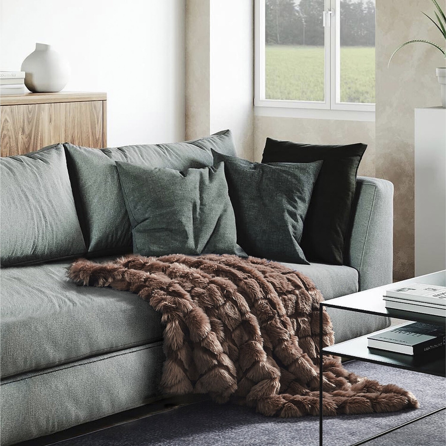 

Вязаный плед Inspired Home Makiyah, цвет Brown