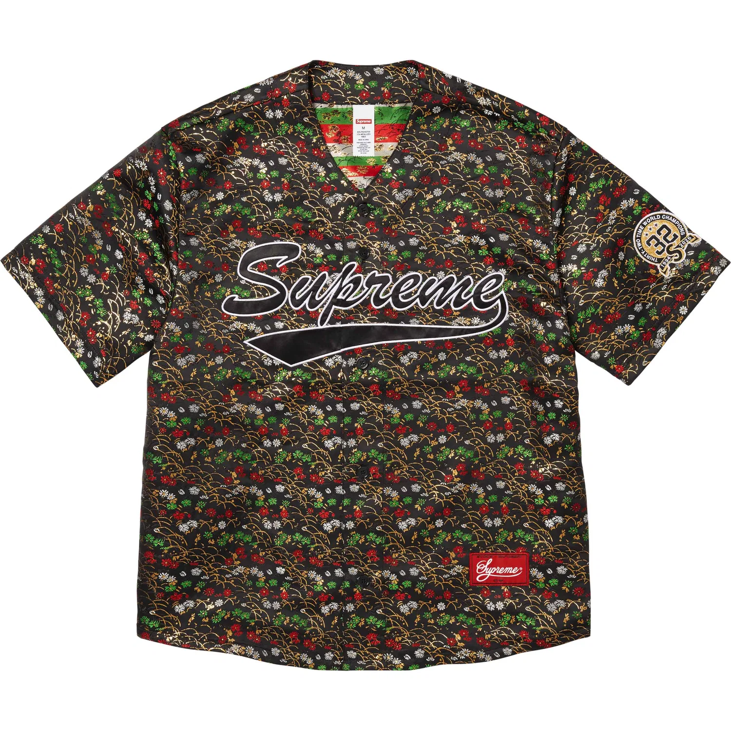 Бейсбольная куртка-джерси флорал жаккард унисекс SS26 WEEK5 Supreme, Marine Blue — фото 4