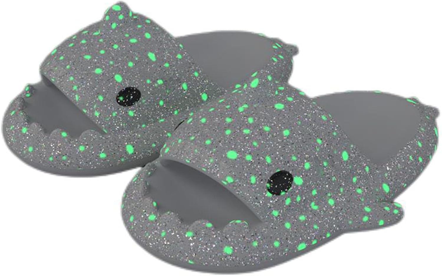 

Тапочки Zureto Galaxy с акулами, 3D тапочки с акулами светящиеся в темноте, с толстой подошвой, противоскользящие, открытые носки, сандалии с акулами
