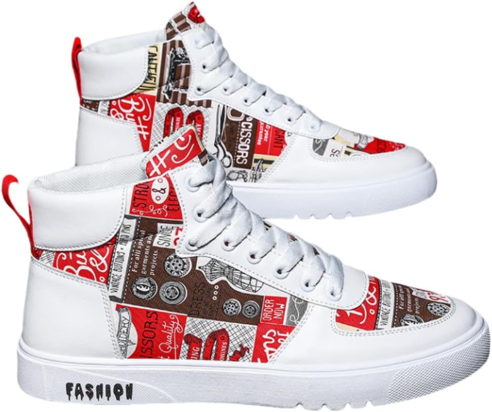 

Мужские модные кеды на шнуровке с высоким верхом, повседневная обувь для прогулок на улице Hhhchpm, красный