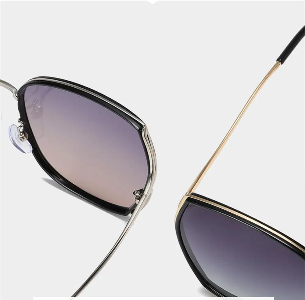 

Модные солнцезащитные очки большого размера для женщин, геометрический винтажный градиент, защита от УФ-излучения UV400, металлический корпус TYUVIVO, 06