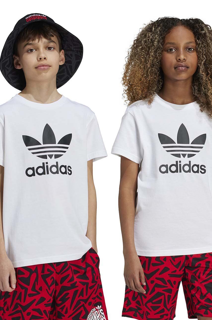 

Детская хлопковая футболка adidas Originals TREFOIL TEE, белый