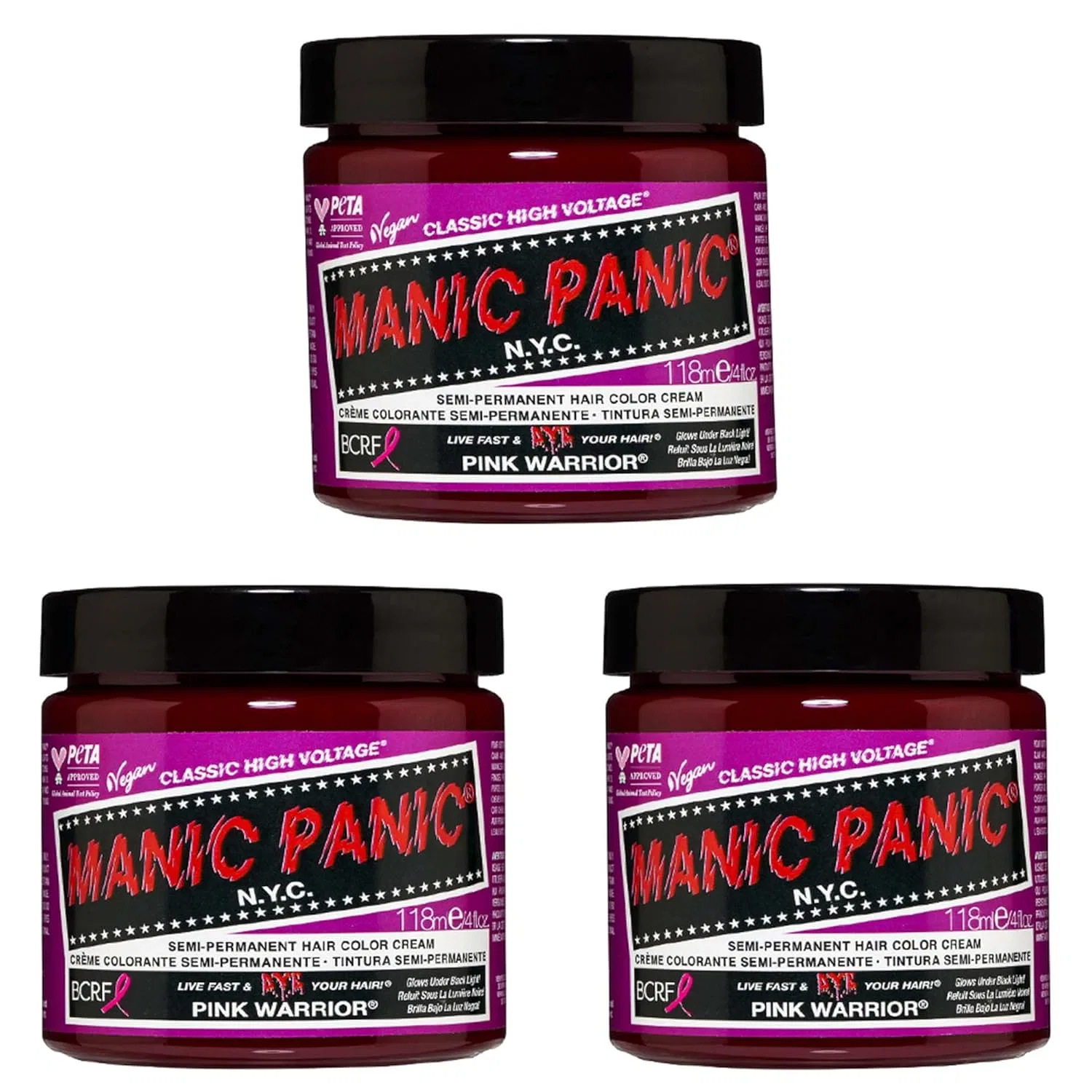Крем-краска для волос Manic Panic Classic High Voltage Pink Warrior 118 мл x 3 Manic Panic