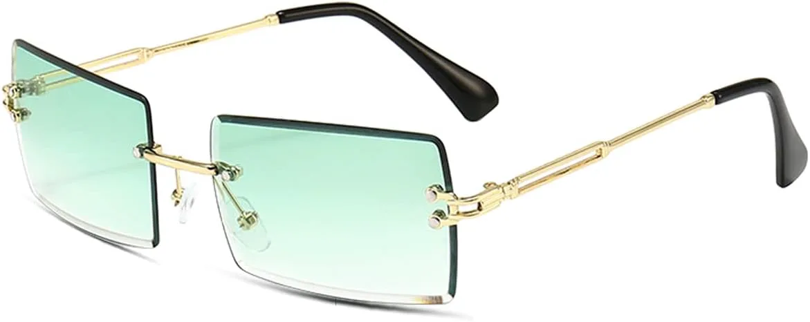 

Солнцезащитные очки Dollger Y2K для женщин, без оправы, прямоугольные, в стиле 90-х; для мужчин, без оправы, квадратные, в стиле 2000-х; защита UV400, Green