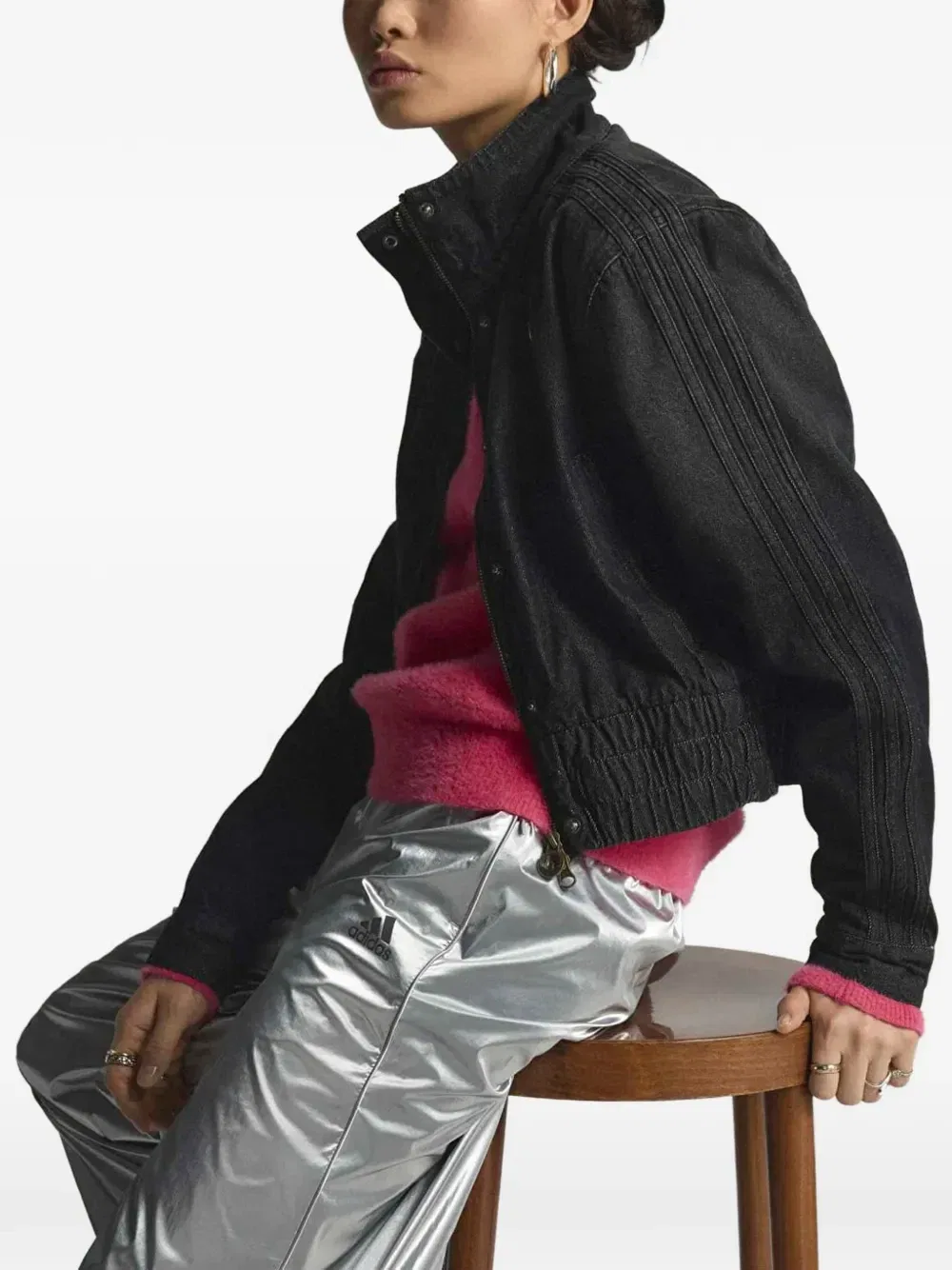 Джинсовая куртка-треник Adidas, черный — фото 3