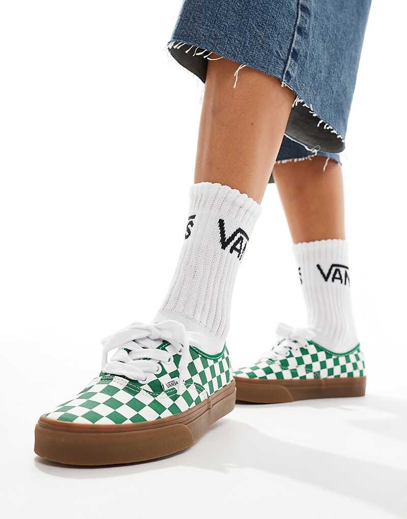 

Объемные кроссовки на шнуровке Vans Authentic с зелено-белым шахматным принтом и резиновой подошвой, Зеленый, Объемные кроссовки на шнуровке Vans Authentic с зелено-белым шахматным принтом и резиновой подошвой