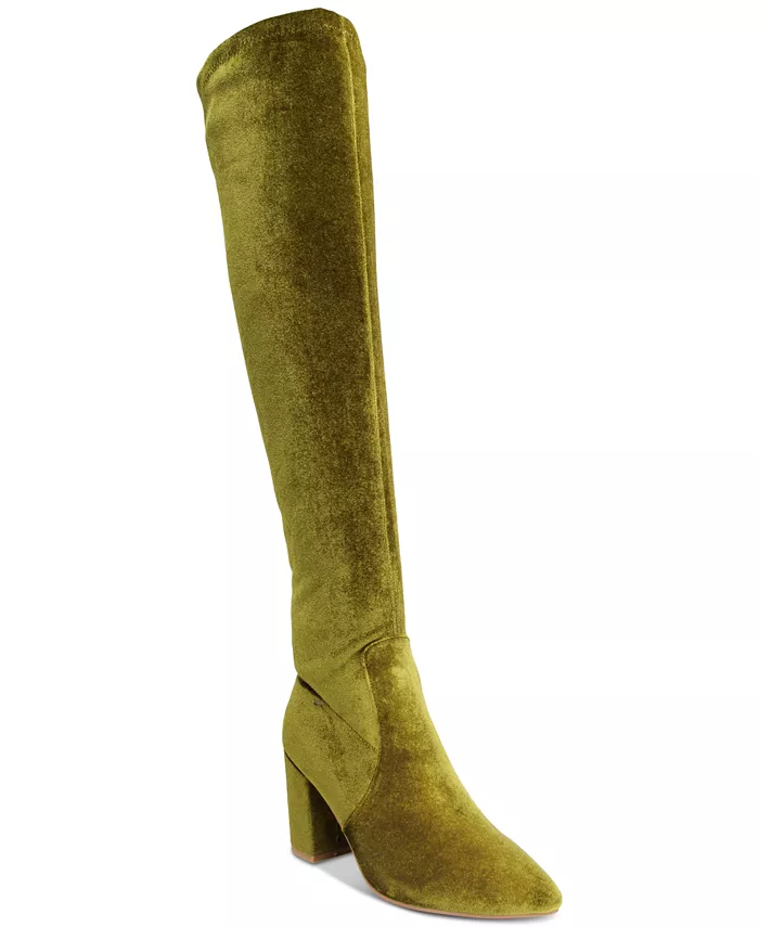 Женские сапоги Malia Wide Calf Over-The-Knee на блочном каблуке - доступны расширенные размеры Smash Shoes, зеленый