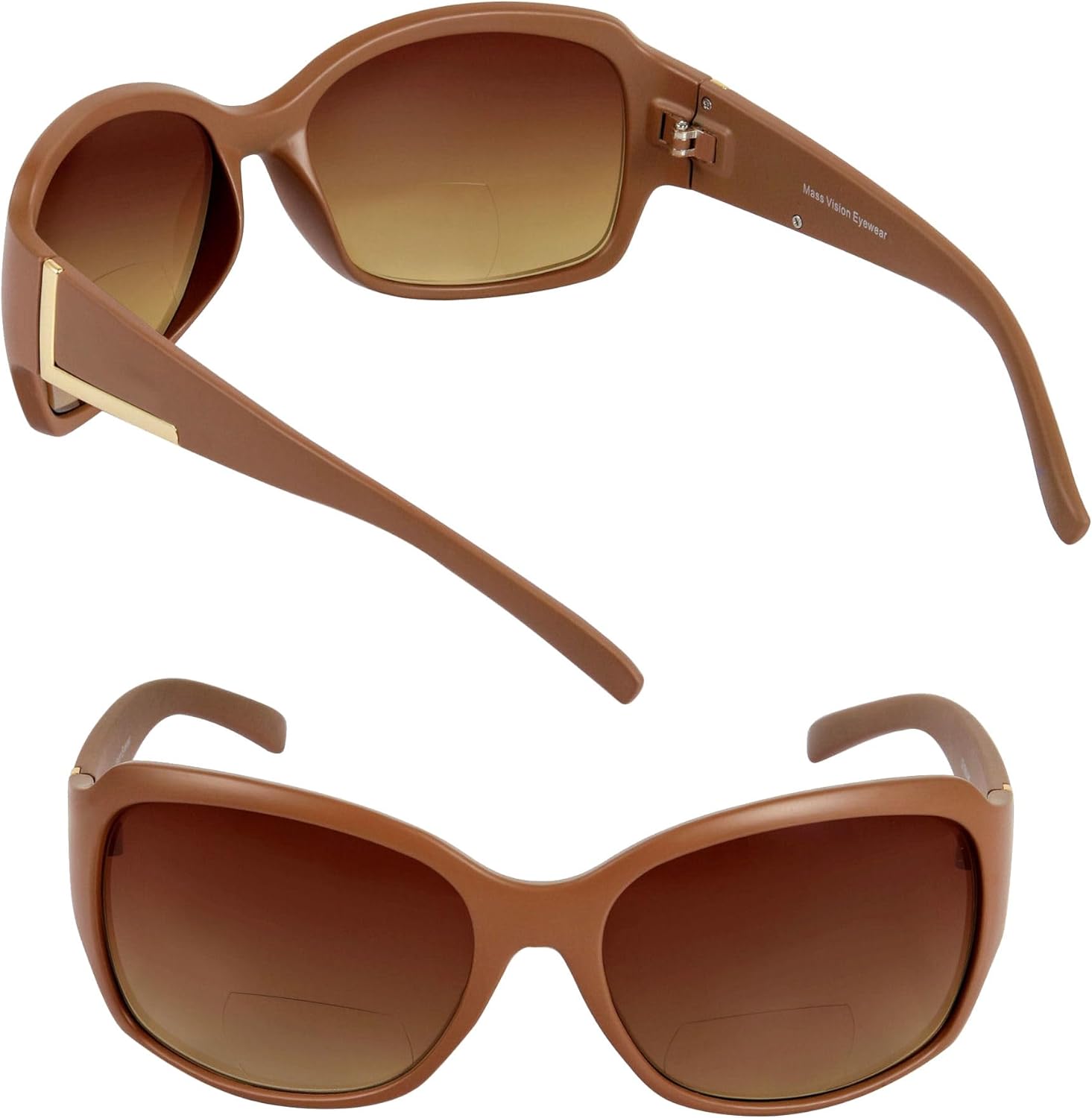 

Солнцезащитные очки Mass Vision с бифокальными линзами 'The Fashionista' — дизайнерские женские очки для чтения на открытом воздухе с защитой от УФ-излучения UV400 (2 шт.), Brown