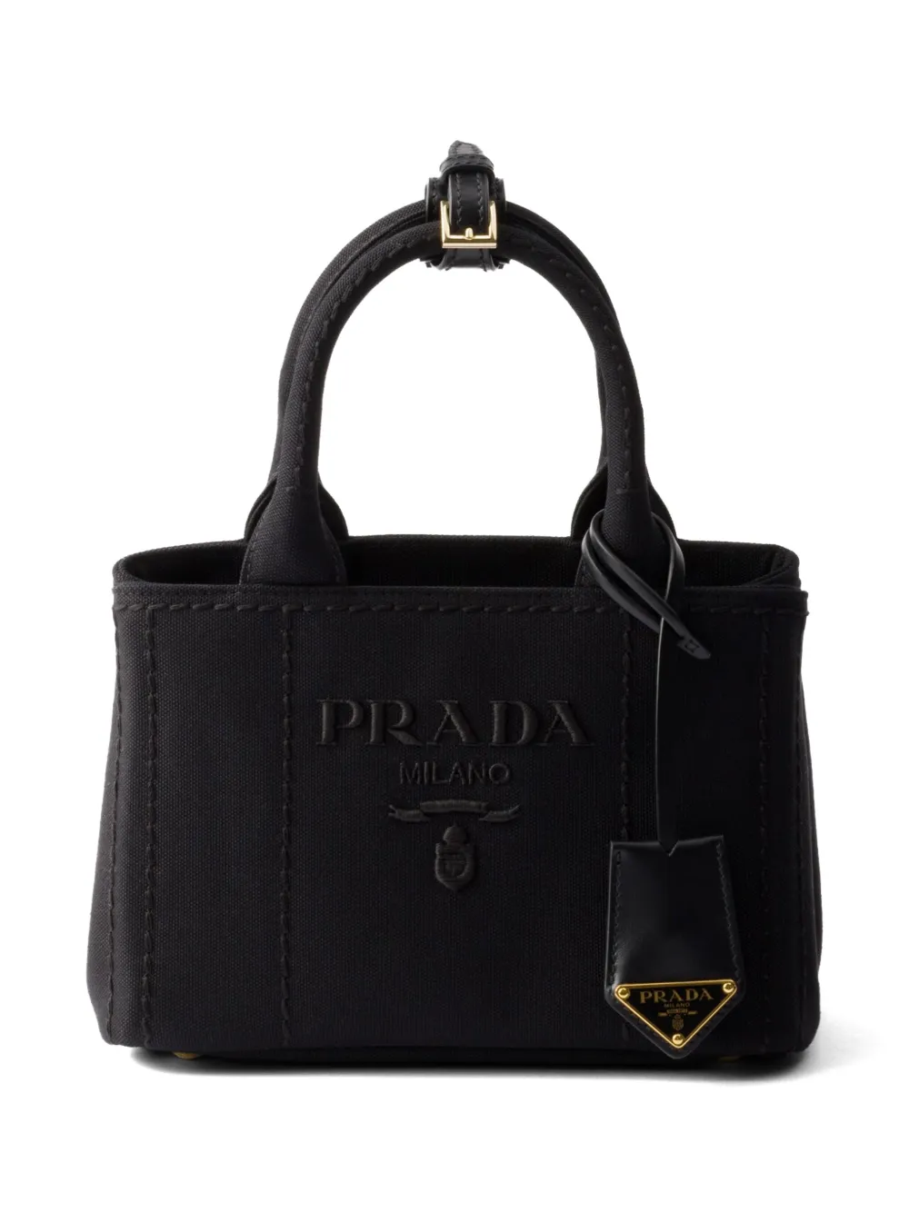 

Маленькая сумка-тоут из канваса Prada, черный