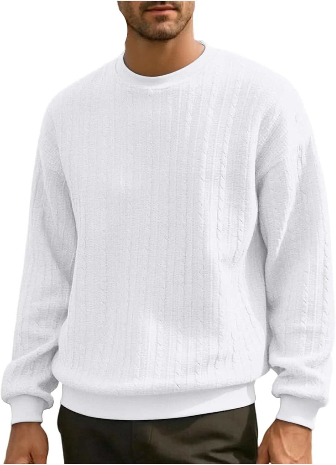 

Xiaojake мужской свитер с круглым вырезом и длинными рукавами, вязаный кабелем, повседневный, приталенный Xiaojmake