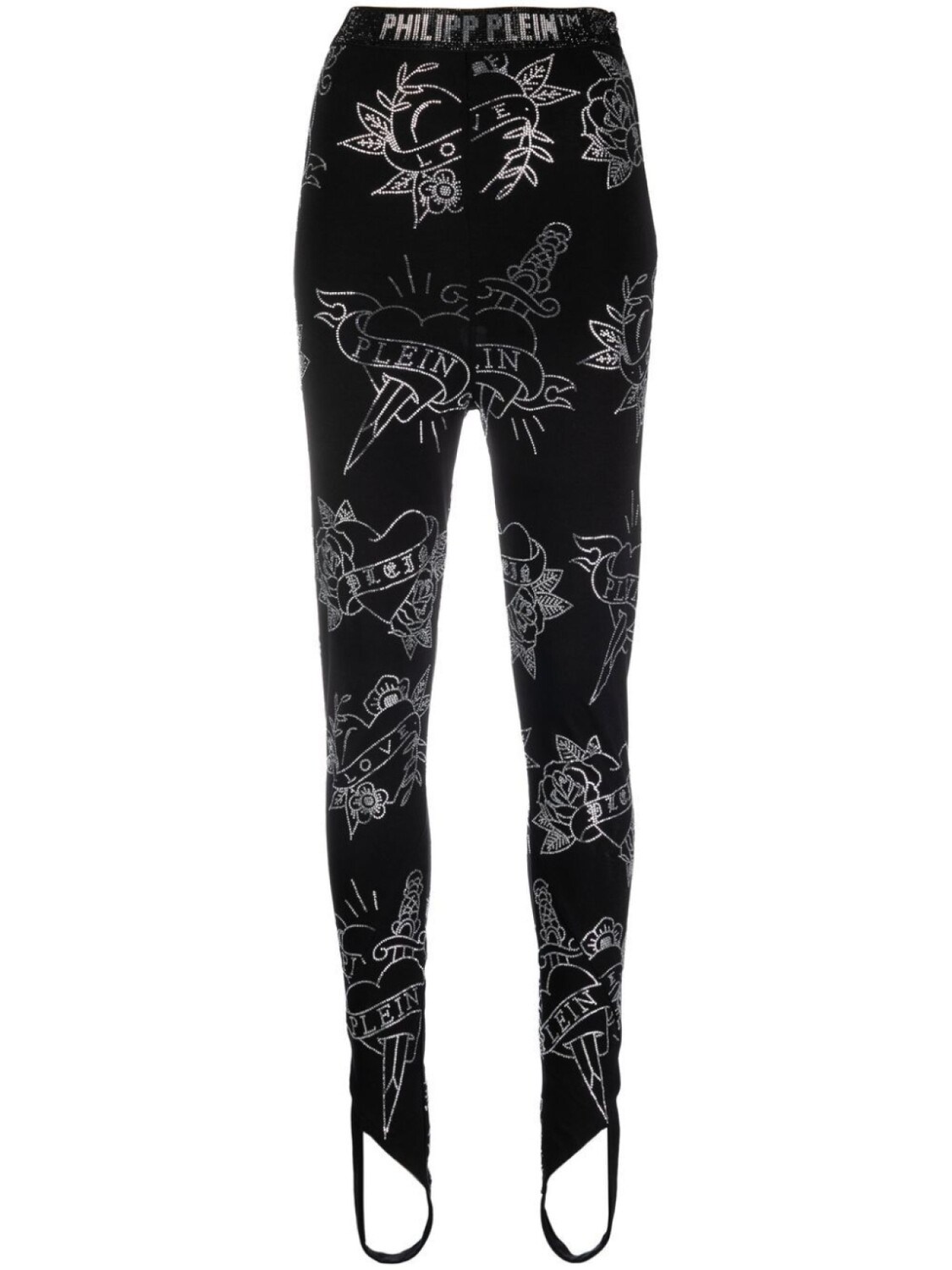

Philipp Plein легинсы со штрипками и принтом Love, черный