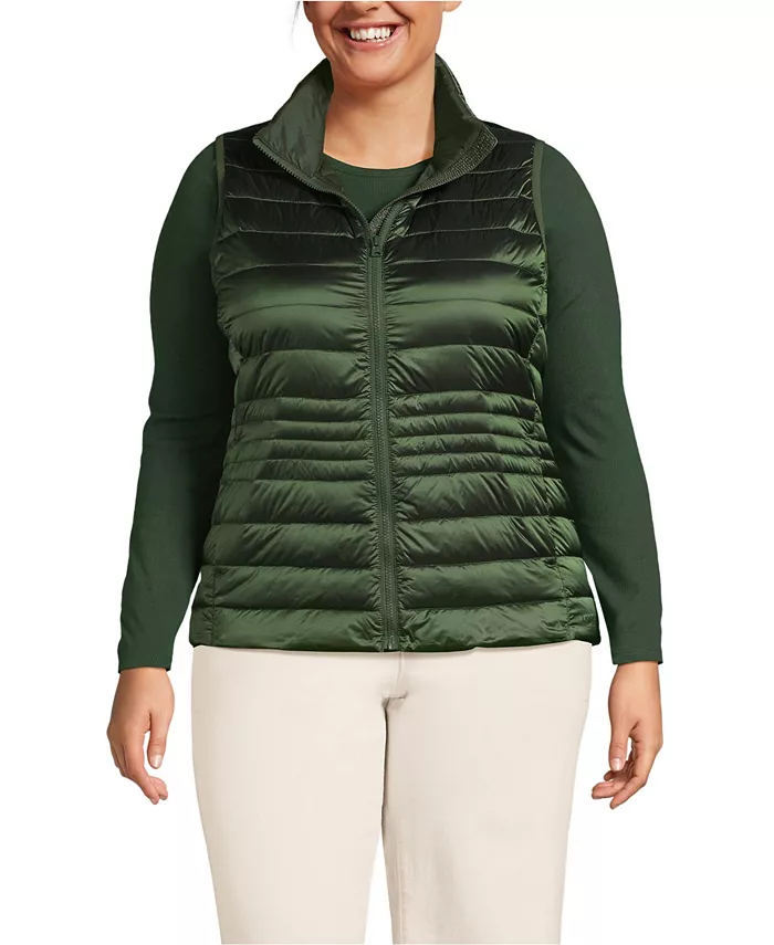 

Жилет Wanderweight Packable Down Size Plus Lands' End, зеленый