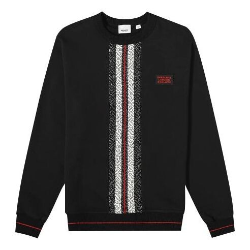 

Толстовка mens ss20 striped logo printed crewneck black Burberry, черный