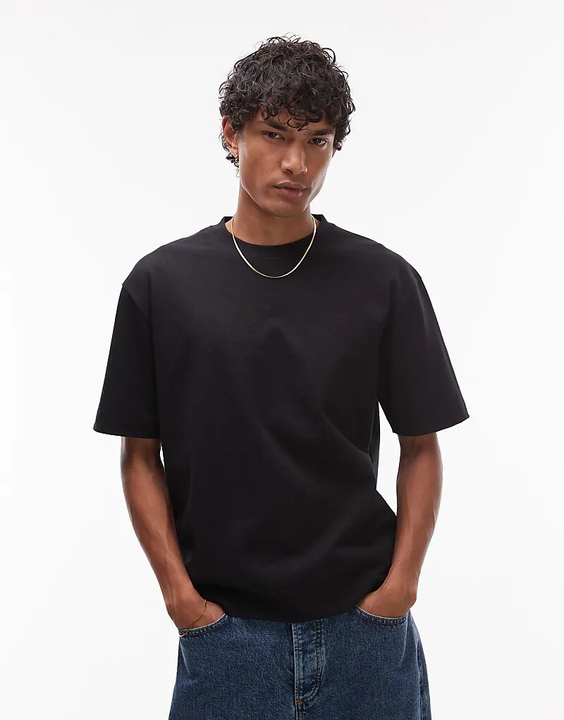 

Футболка Topman премиум-класса с укороченным кроем, черного цвета