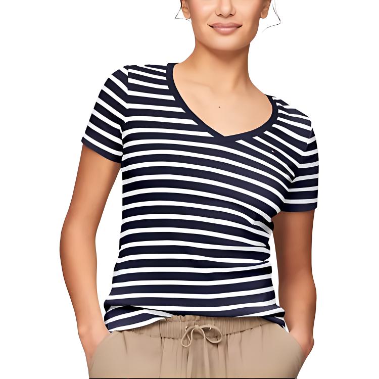 

Футболка Tommy Hilfiger Women's Stripes, темно-синий/белый
