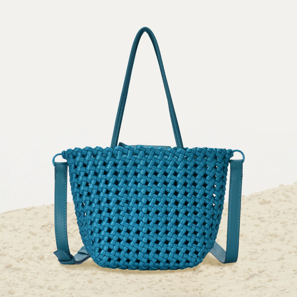 

Двусторонняя плетеная сумка-шоппер через плечо FASHNZFAB, Turquoise