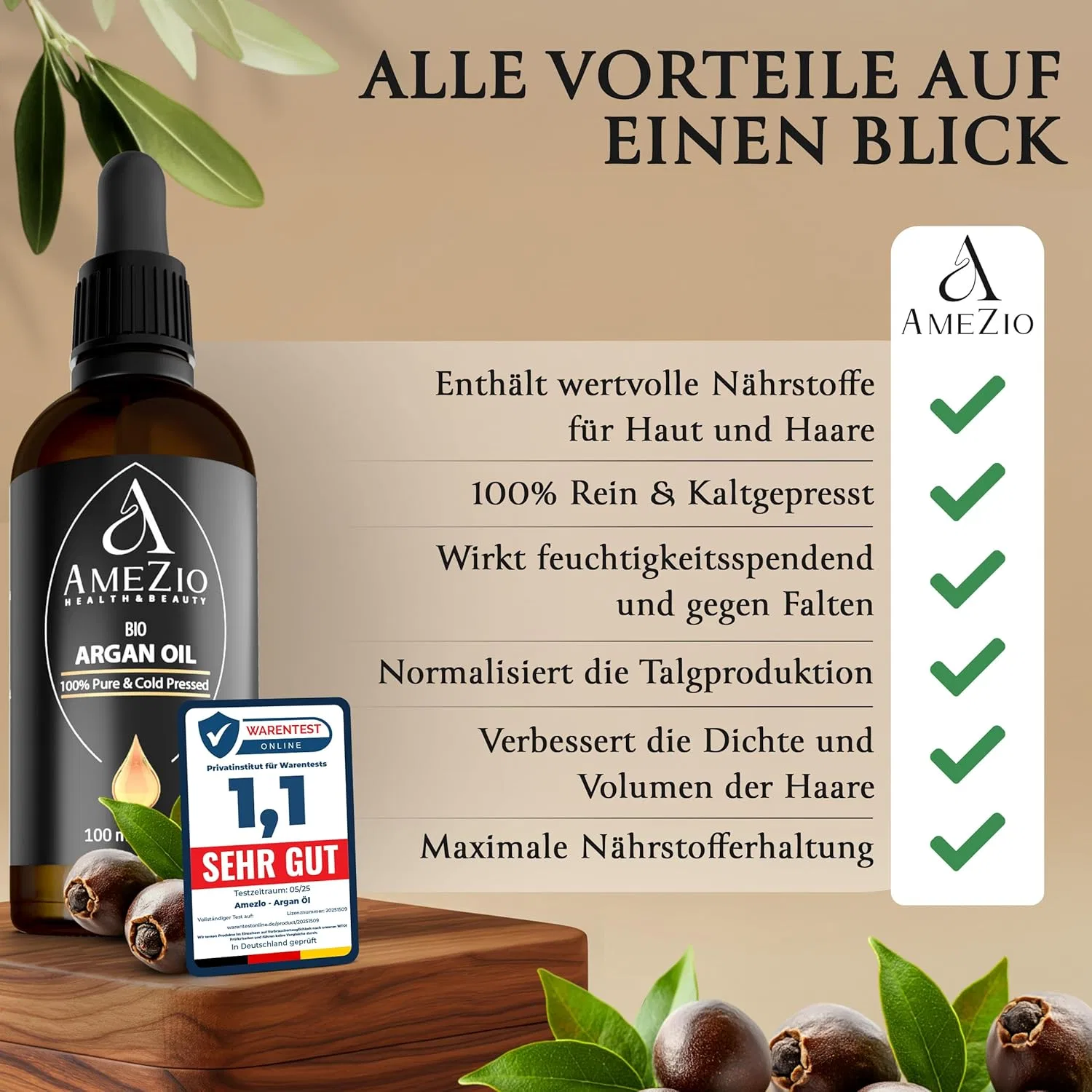 Органическое аргановое масло холодного отжима, 100 мл Amezio Health & Beauty, Argan Oil — фото 4