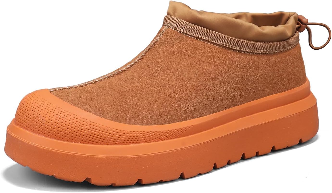 

Теплые противоскользящие платформенные ботинки для мужчин и женщин, зимние замшевые ботинки с подкладкой из флиса для повседневной носки и активного отдыха Lesihoe, коричневый