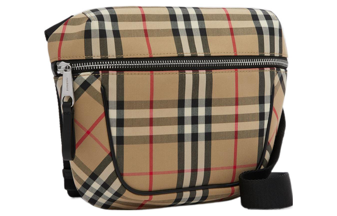 Burberry Винтажная клетчатая сумка через плечо из связанного хлопка бежевая — фото 2