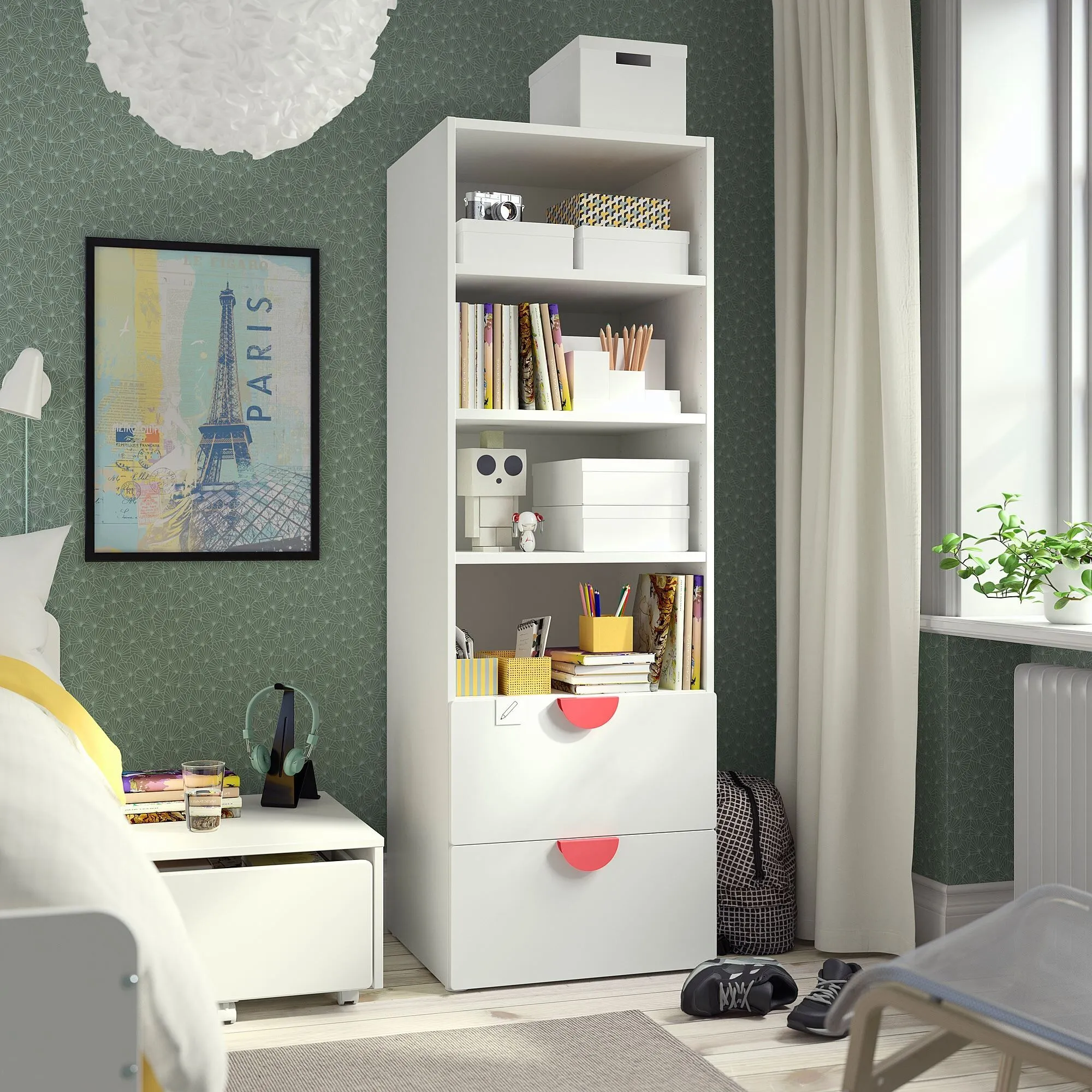 Детский книжный шкаф, белый, 60x57x181 см, PLATSA/SMÅSTAD IKEA — фото 2