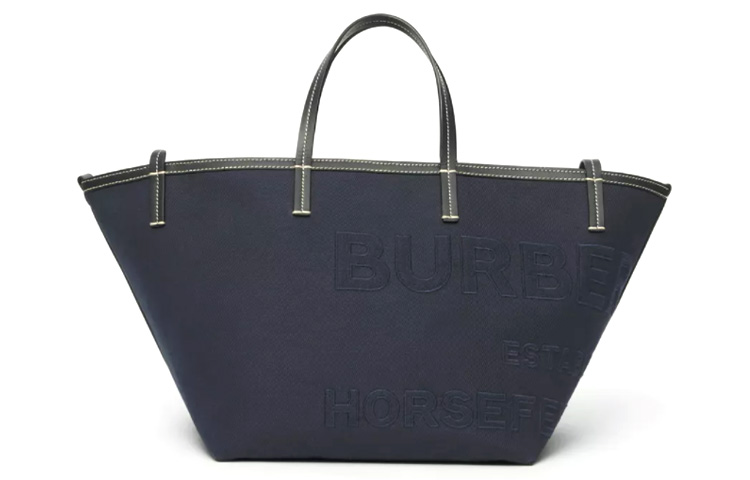 

Burberry Пляжная сумка из смеси хлопка и льна, сумка-шоппер, холщовая сумка, сумка через плечо, мини-сумка женская, темно-синяя