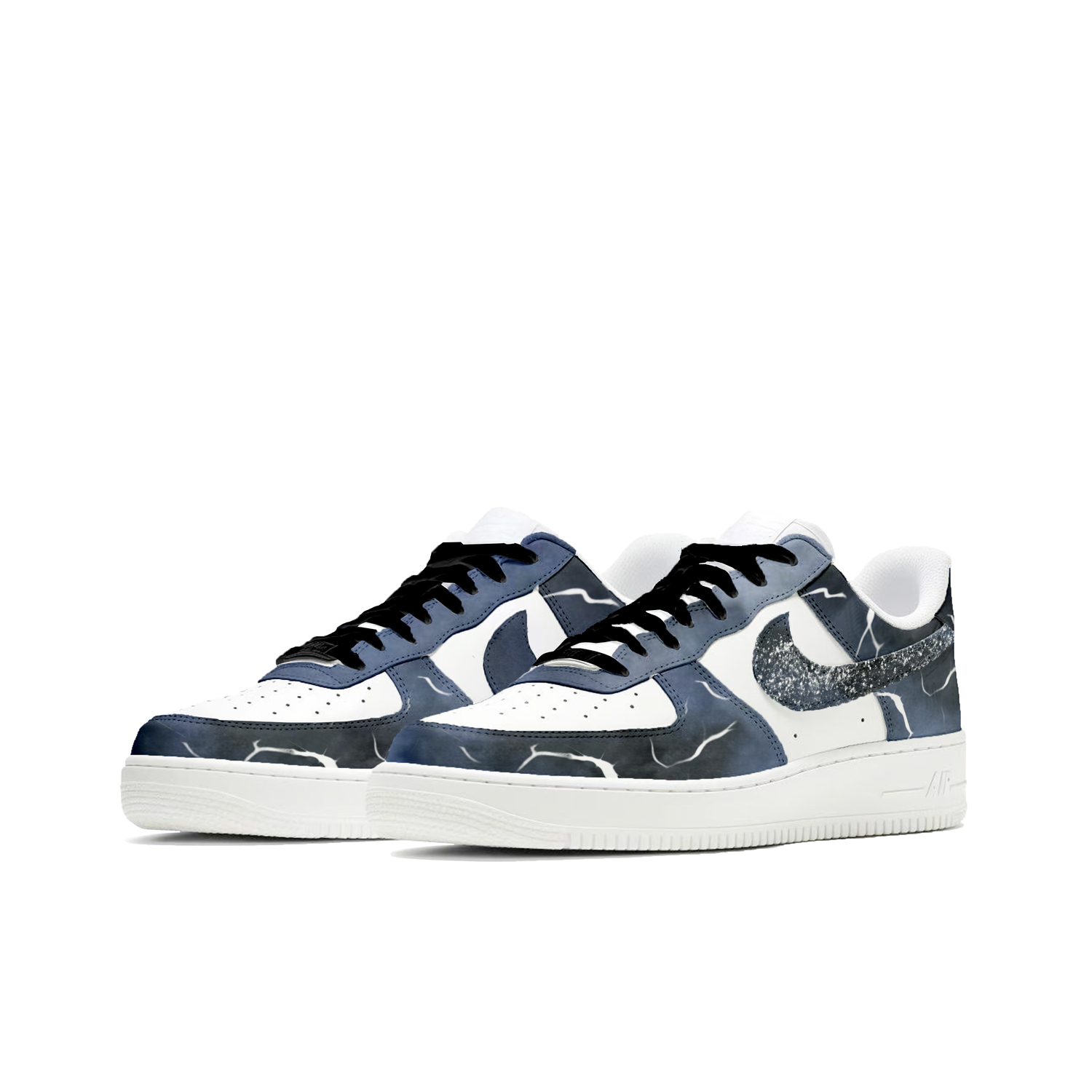 Nike Air Force 1 Frost Blue Marble, премиум, винтаж, кампусный стиль, кожа с ручной росписью граффити — фото 4
