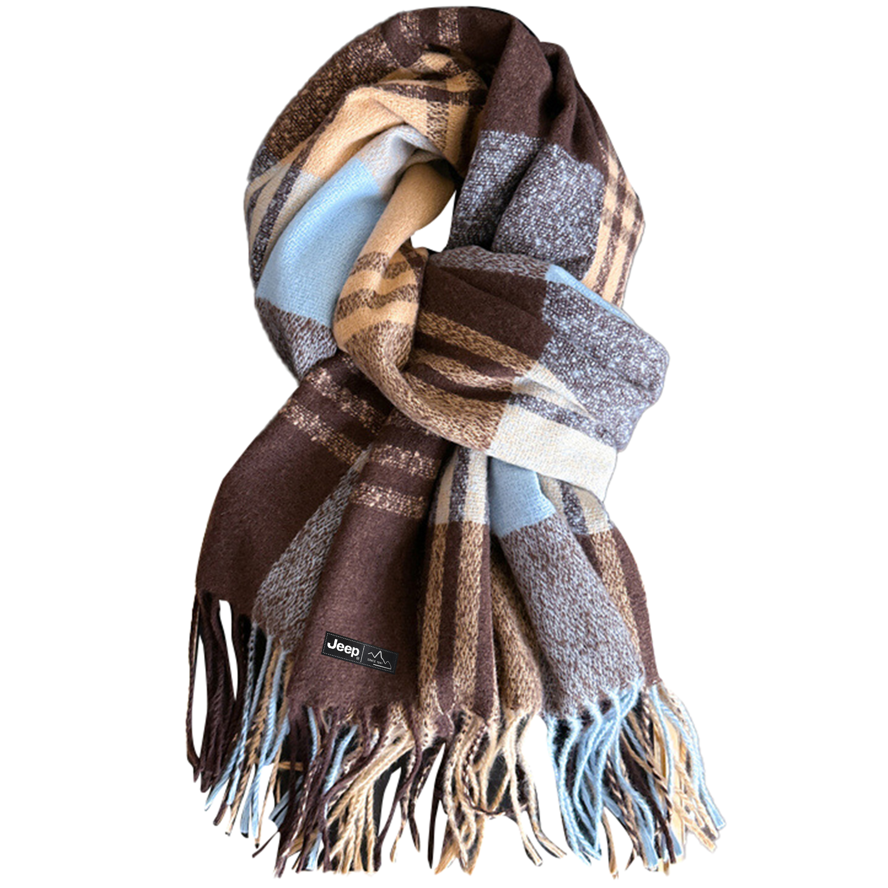 

Шарф из полиэстера унисекс Jeep, коричневый синий