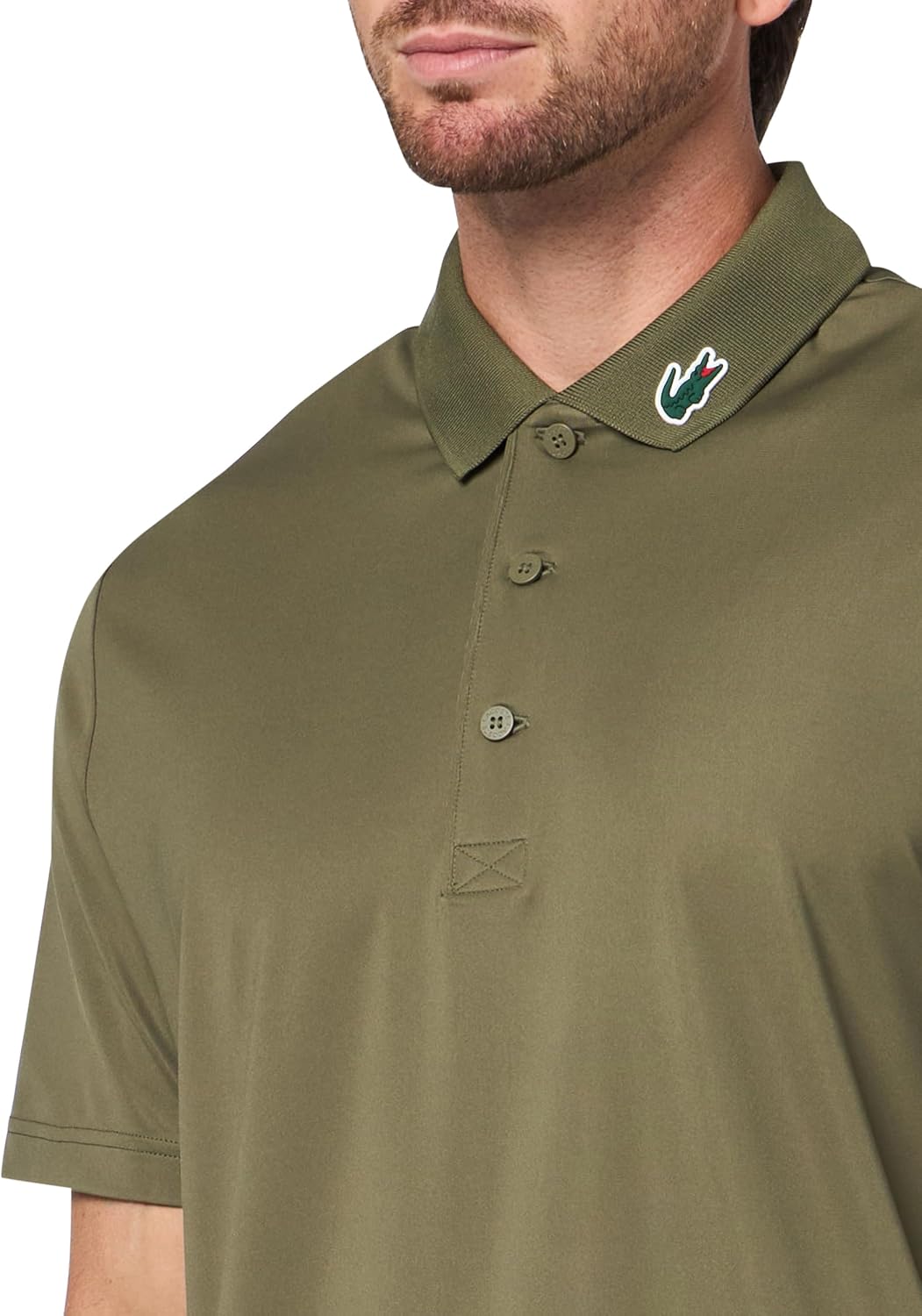 Мужская поло для гольфа Lacoste Sport Regular Fit с защитой от ультрафиолета, Olive — фото 3