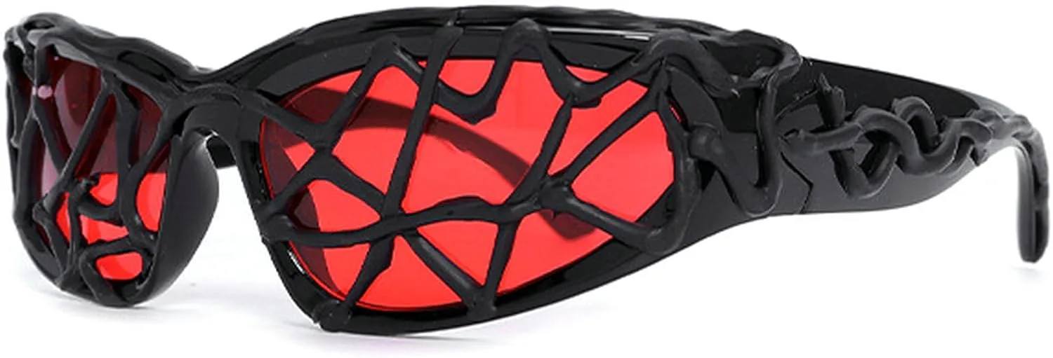 

Солнцезащитные очки Drip Glue для мужчин, ручная работа, защита от УФ-излучения, модные солнцезащитные очки-щитки с обтекаемой формой для женщин mincl, Red