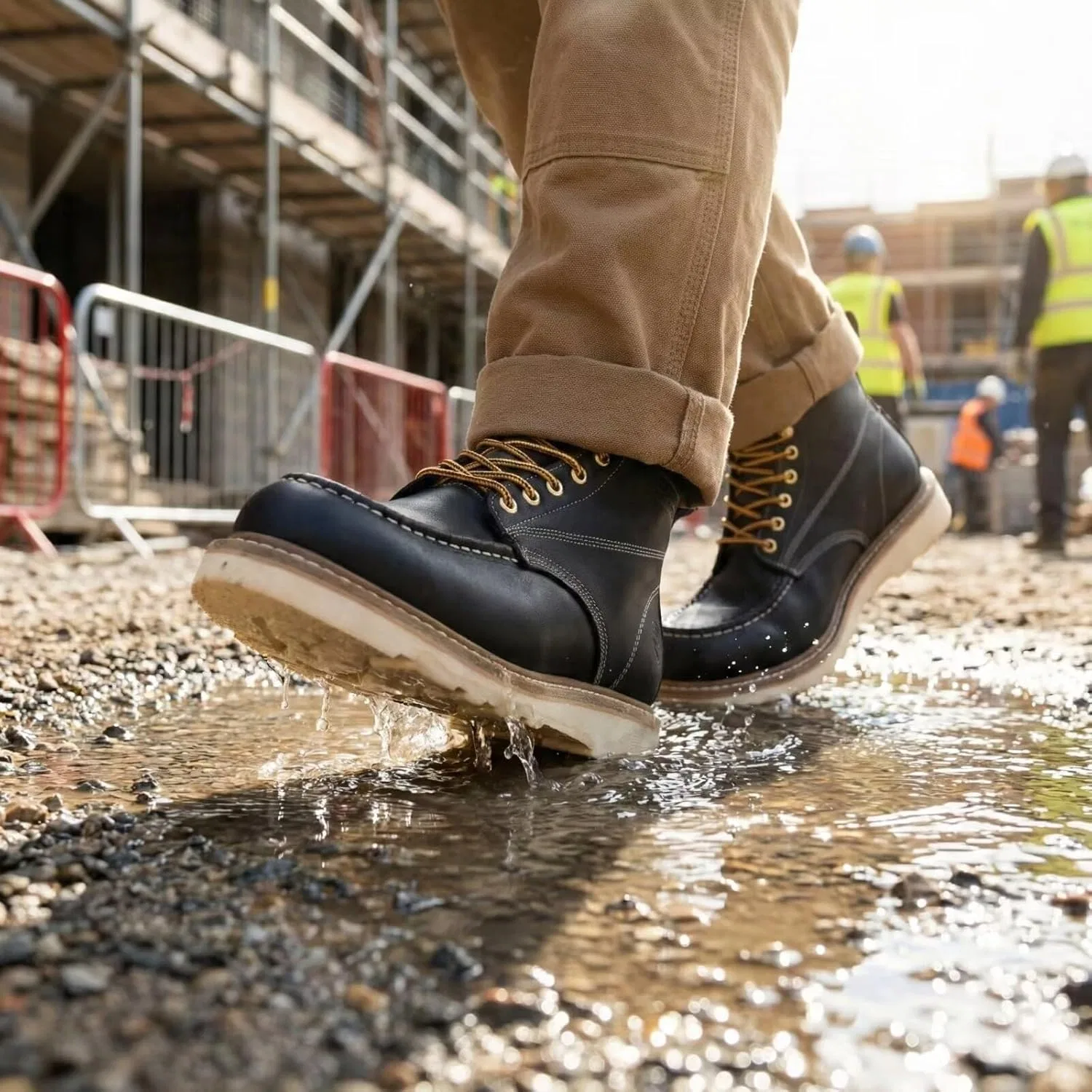 Рабочие ботинки SUREWAY GoodyearWelt 6" для мужчин, из высококачественной натуральной кожи, на танкетке, легкие, с удобной стелькой, масляным противоскользящим покрытием EH, для промышленного строительства, Steel Toe Cap, Black — фото 3