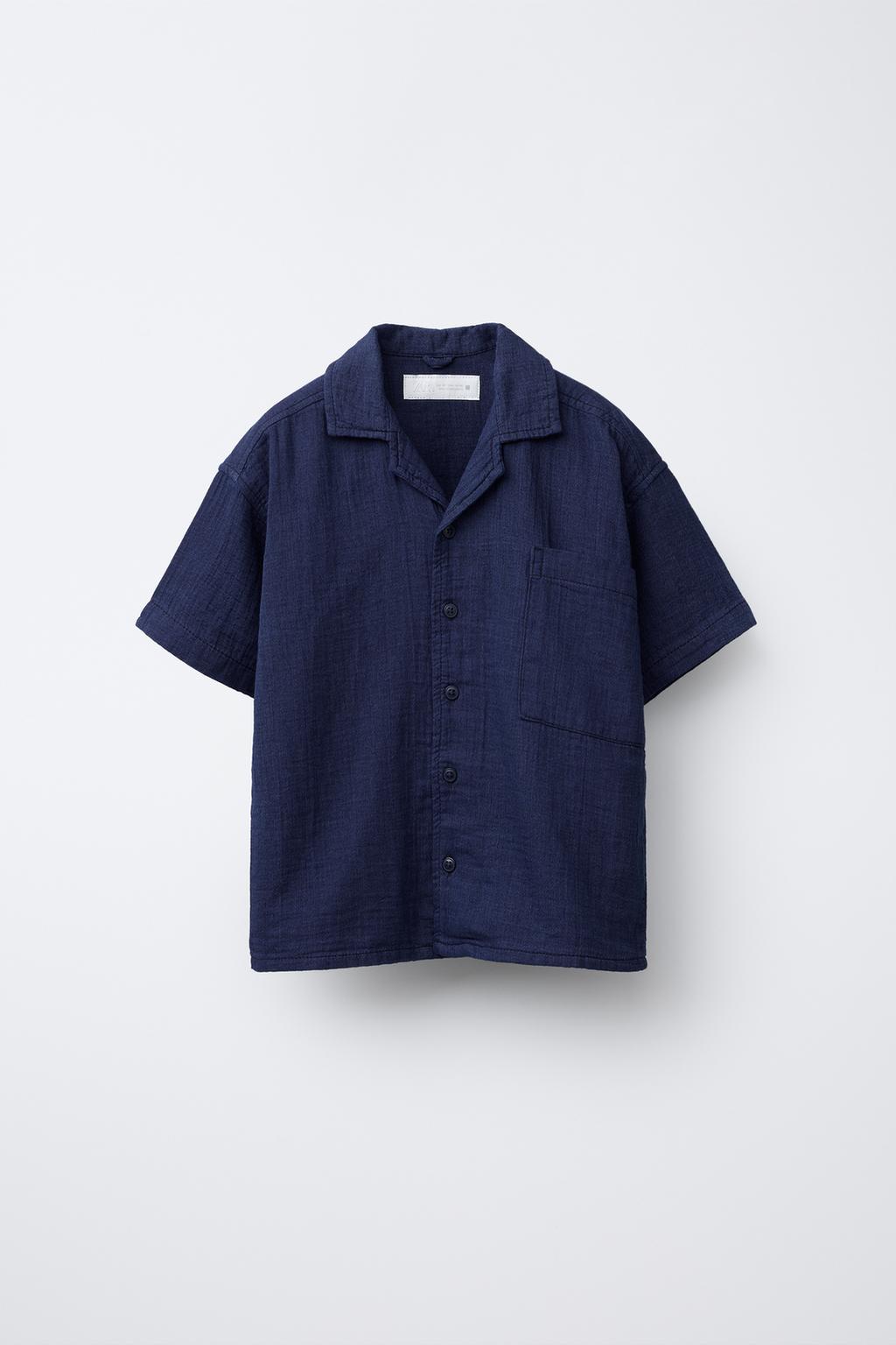 

Текстурированная рубашка ZARA, цвет Indigo
