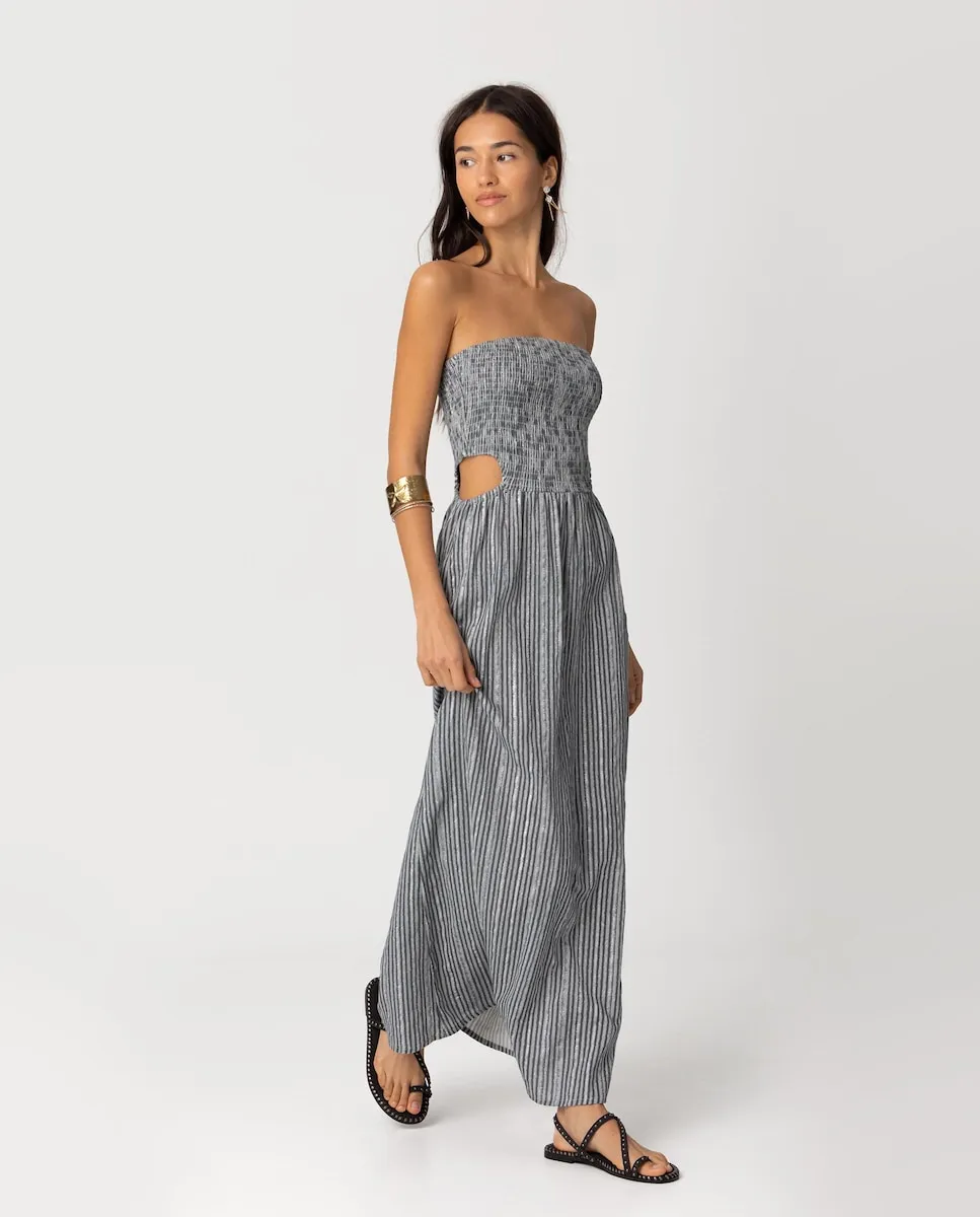 

Длинное платье в полосочку слово чести Noon, темно-синий