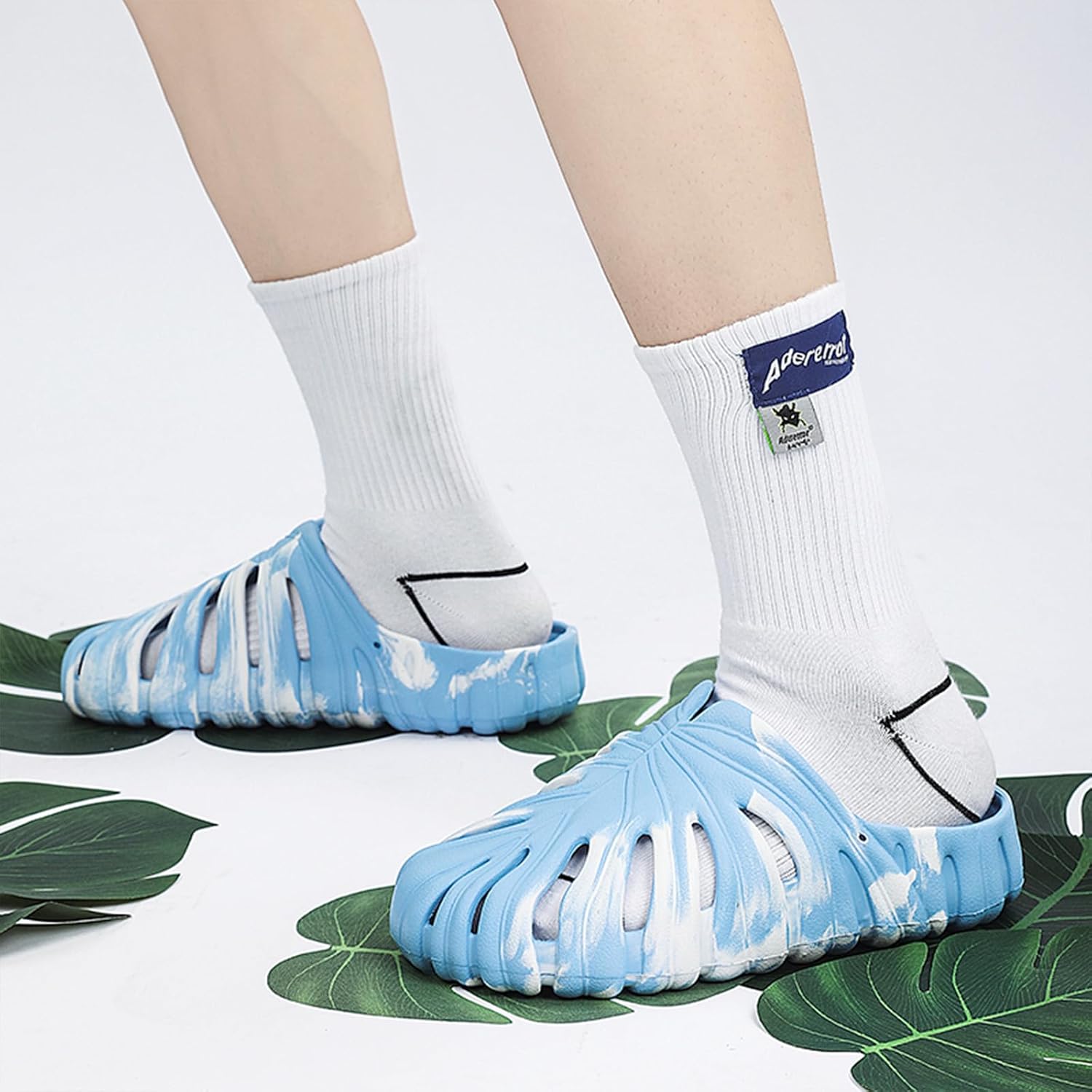 Тапочки Optigard Monstera для женщин и мужчин, толстая подошва из ЭВА, мягкие тапочки Monstera, нескользящие, быстросохнущие, дышащие пляжные шлепанцы Monstera, синий — фото 3