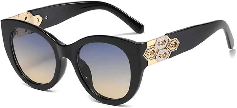 

Солнцезащитные очки «кошачий глаз» для женщин, ромбовидные очки с полыми дужками в стиле ретро для мужчин, очки с защитой от УФ-излучения UV400 HDUBFY, C5