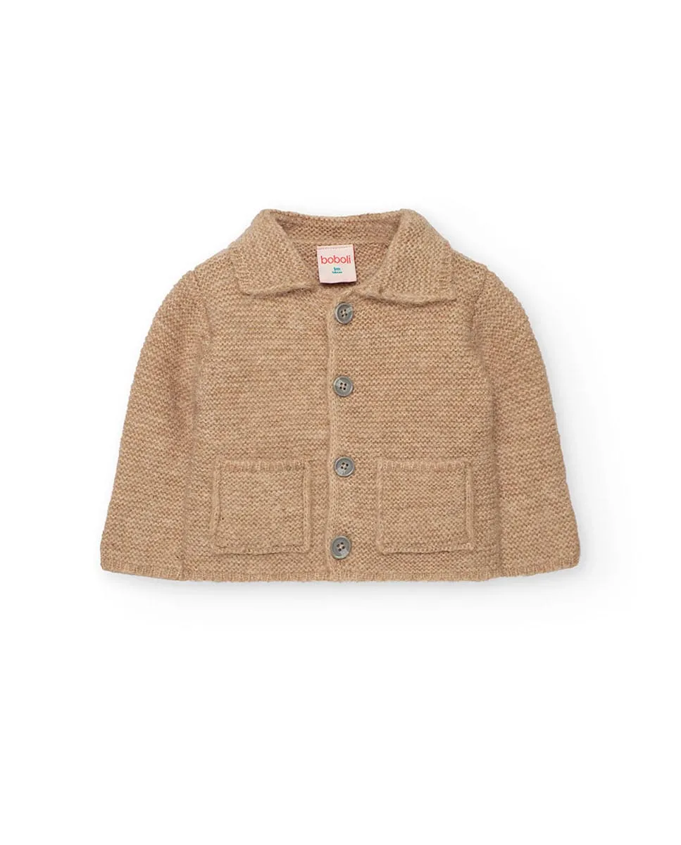 

Вязаная куртка для мальчика с длинными рукавами и рубашечным стилем Boboli, желтый