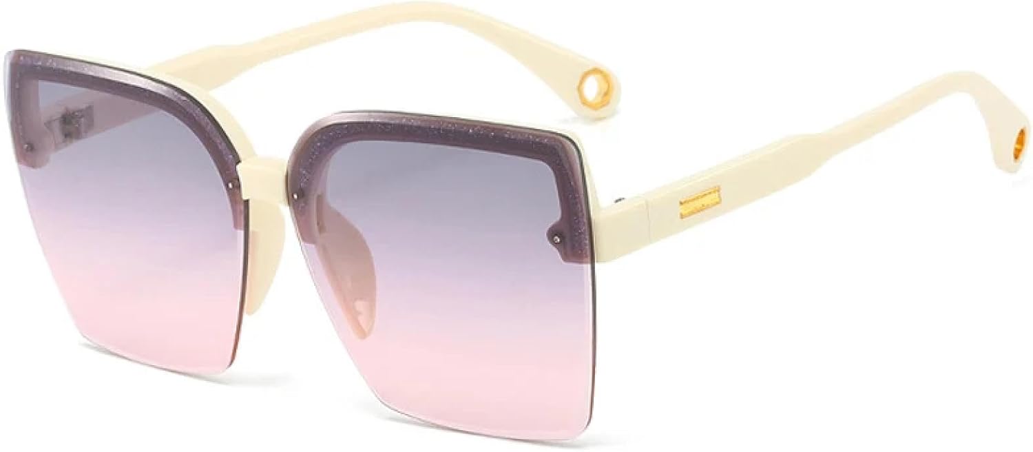 

Классические солнцезащитные очки в крупной оправе для женщин и мужчин, модные, для активного отдыха, вождения, летних путешествий, с защитой от УФ-излучения UV400 TKKTLLT, Beige Gray Pink