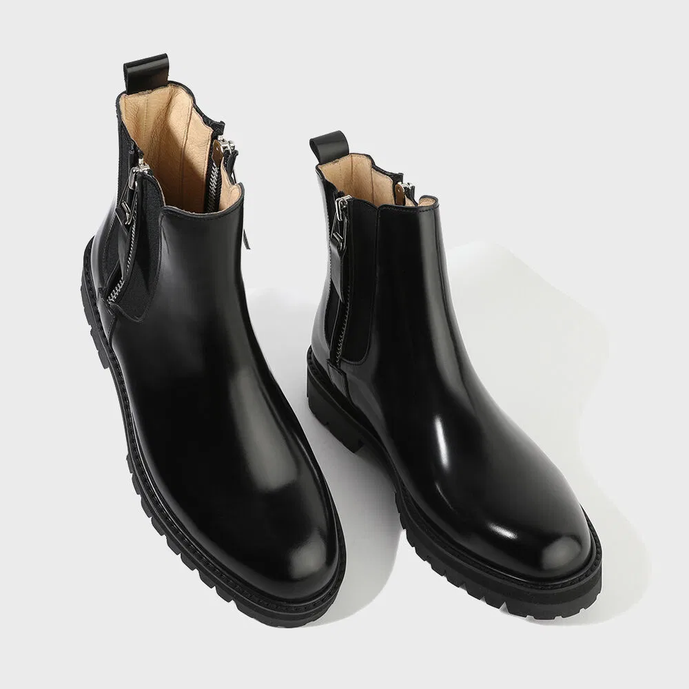Мужские чёрные ботинки челси с деталями на молнии и подошвой Vibram от Firenze.A