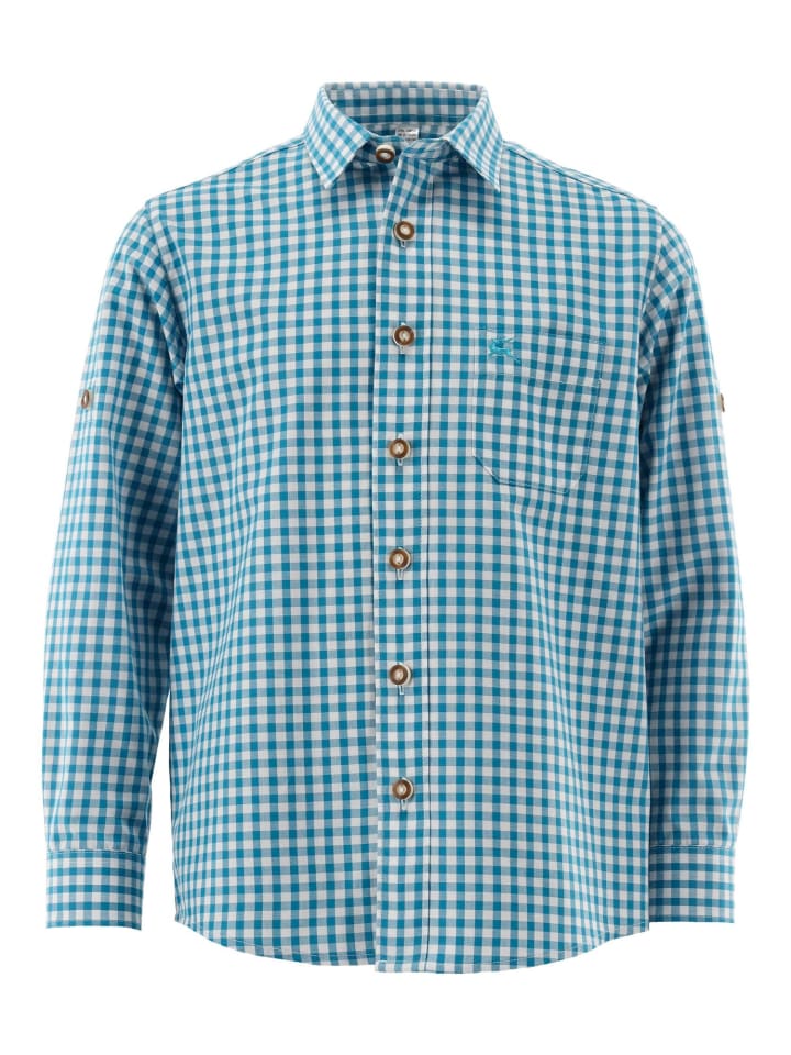 

Детская традиционная рубашка Лафоа бирюзового цвета OS-Trachten