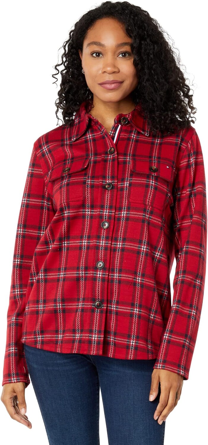 

Рубашка Tommy Hilfiger Knit Shacket Plaid, цвет Hillside Plaid/Chili Pepper Multi