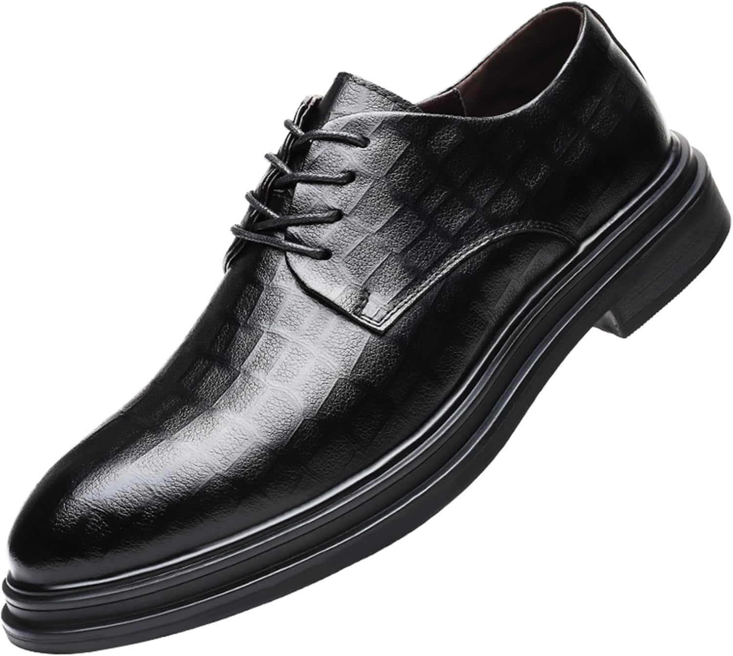 

Мужские классические оксфорды из натуральной кожи с шнуровкой, круглый носок, низкий широкий каблук, противоскользящая резиновая подошва, для бизнеса, вечеринок, свадеб и работы Tixewsjh, черный