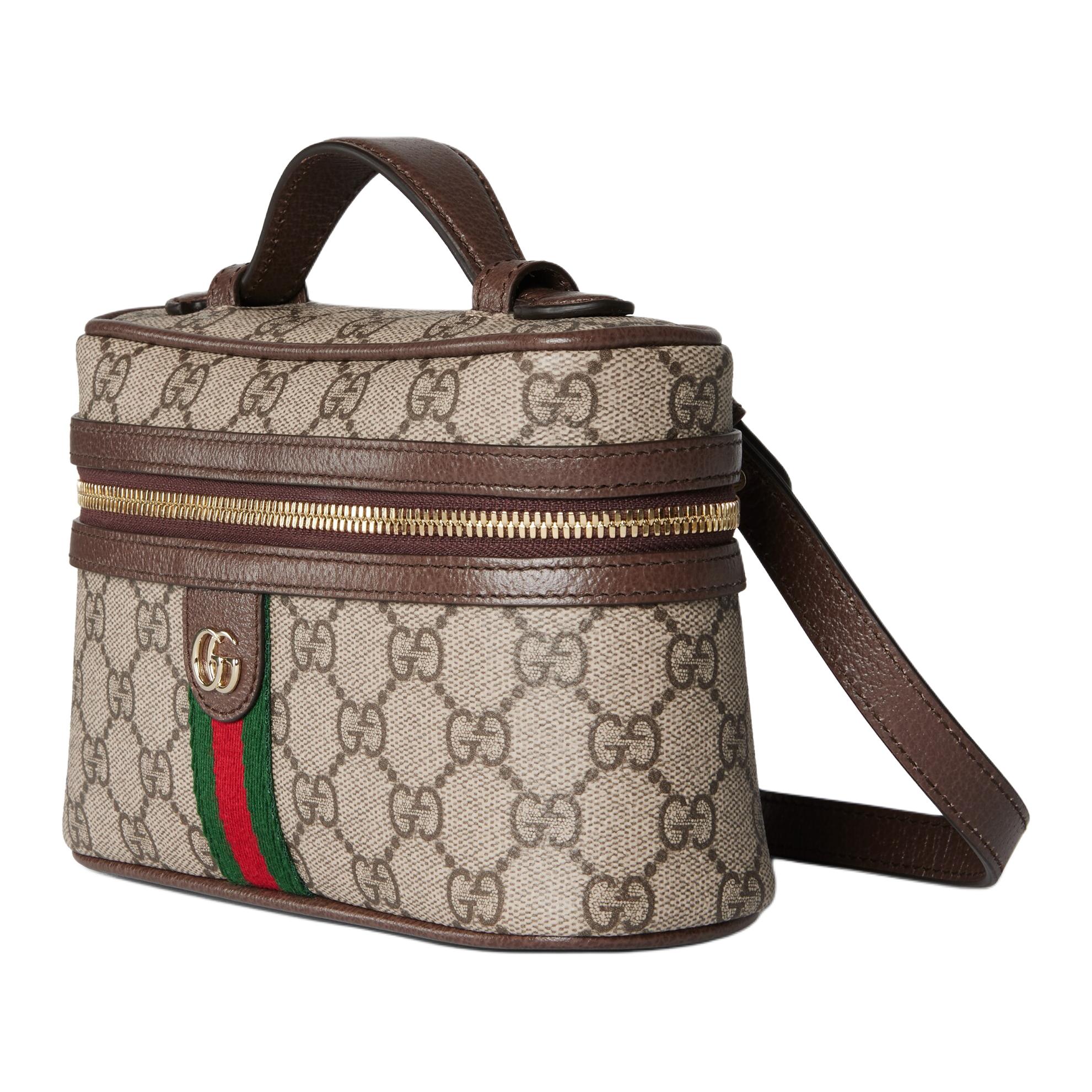 GUCCI Сумка через плечо Ophidia Fabric, кросс-боди, клатч, косметичка маленькая женская бежевая и коричневая — фото 2
