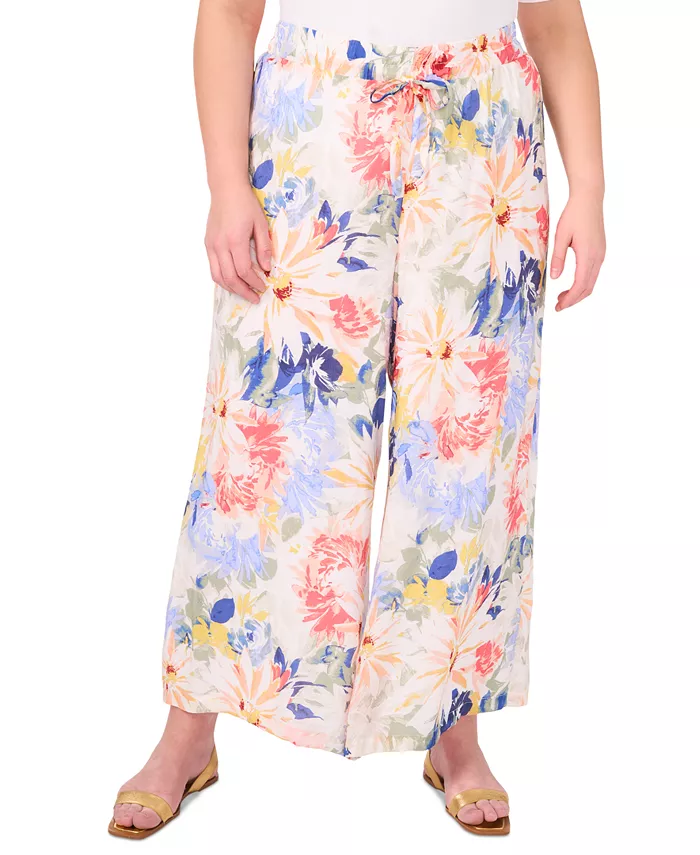 

Плюс сайз брюки с цветочным принтом и асимметричным подолом Vince Camuto, мультиколор