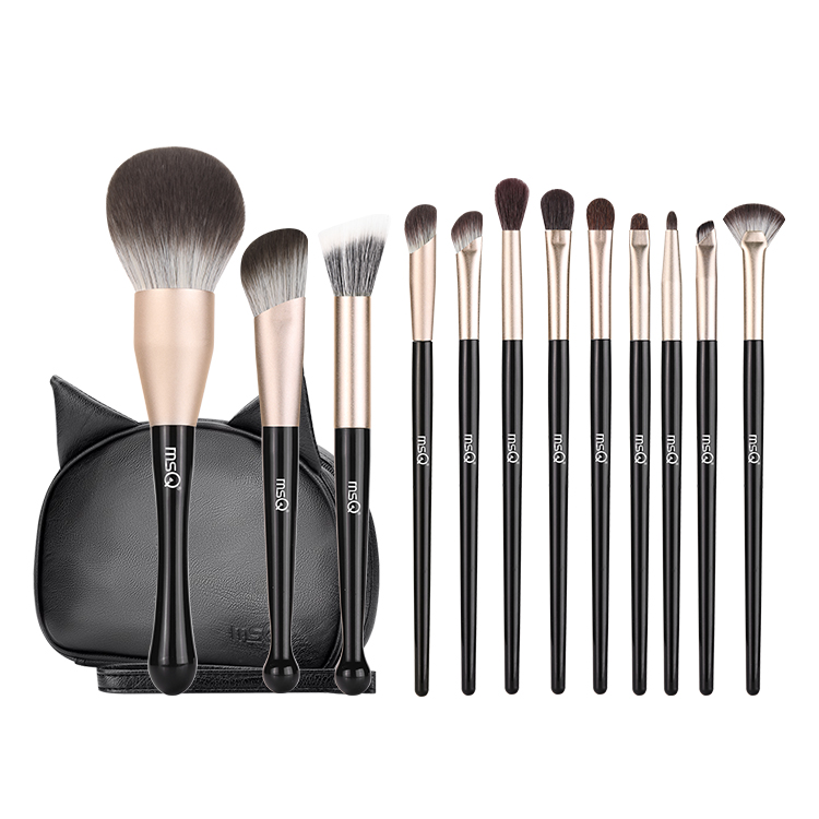 

MSQ 12 шт кисть для макияжа Black Cat из натурального меха, мягкая и бережная к коже, для проработки деталей