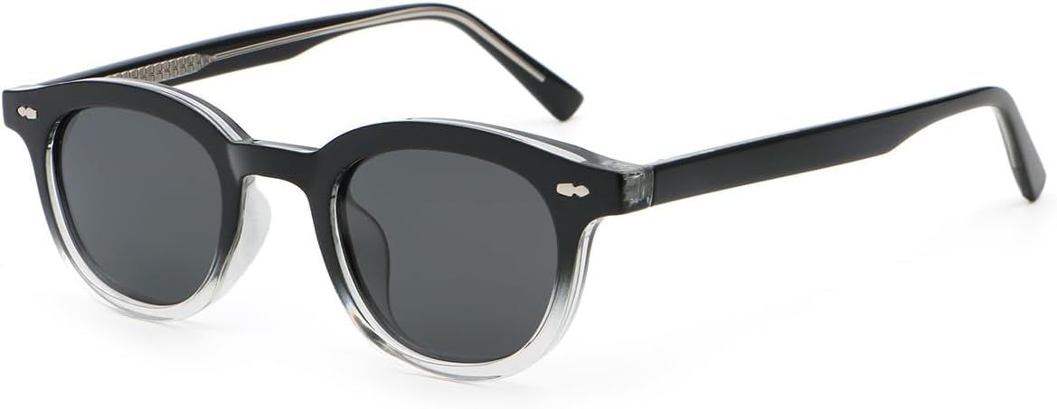 

Солнцезащитные очки с ацетатными дужками, ретро-поляризованные, для женщин и мужчин, защита от УФ-излучения UV400, маленькие квадратные, унисекс weiyuchen, Black Clear Grey