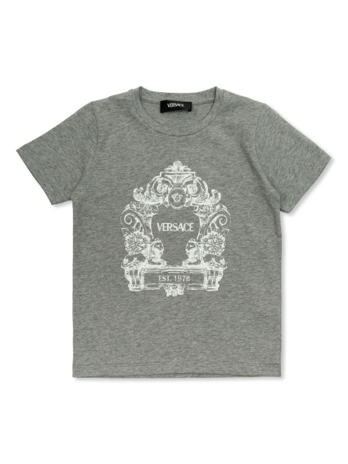 

Футболка с принтом «Картуш» Versace Kids, серый
